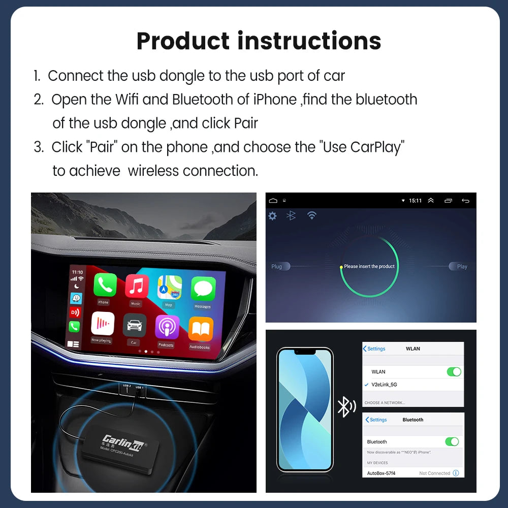Adaptador Carplay sem Fio - Converta seu Carro para Wireless