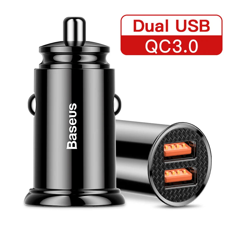 Carregador Veicular USB 30W - Carregamento Rápido Quick Charge