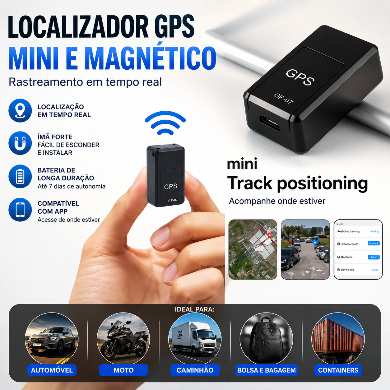 Localizador GPS Magnético para Automóvel e Motociclo - Localização em Tempo Real